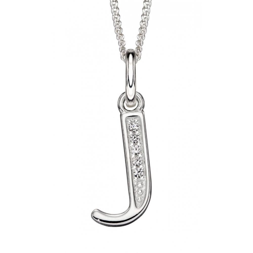 Art Deco J Initial Pendant With CZ