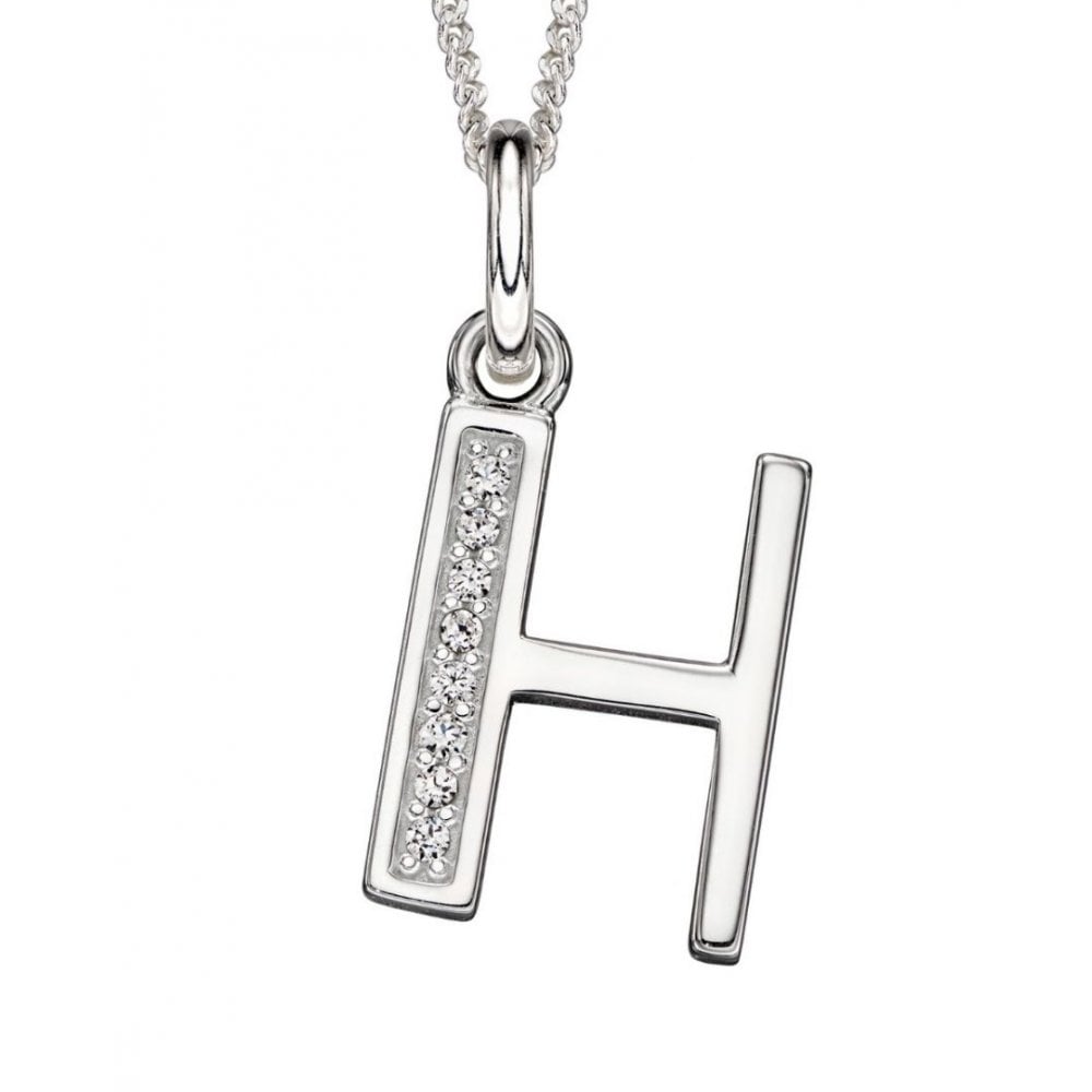 Art Deco H Initial Pendant With CZ
