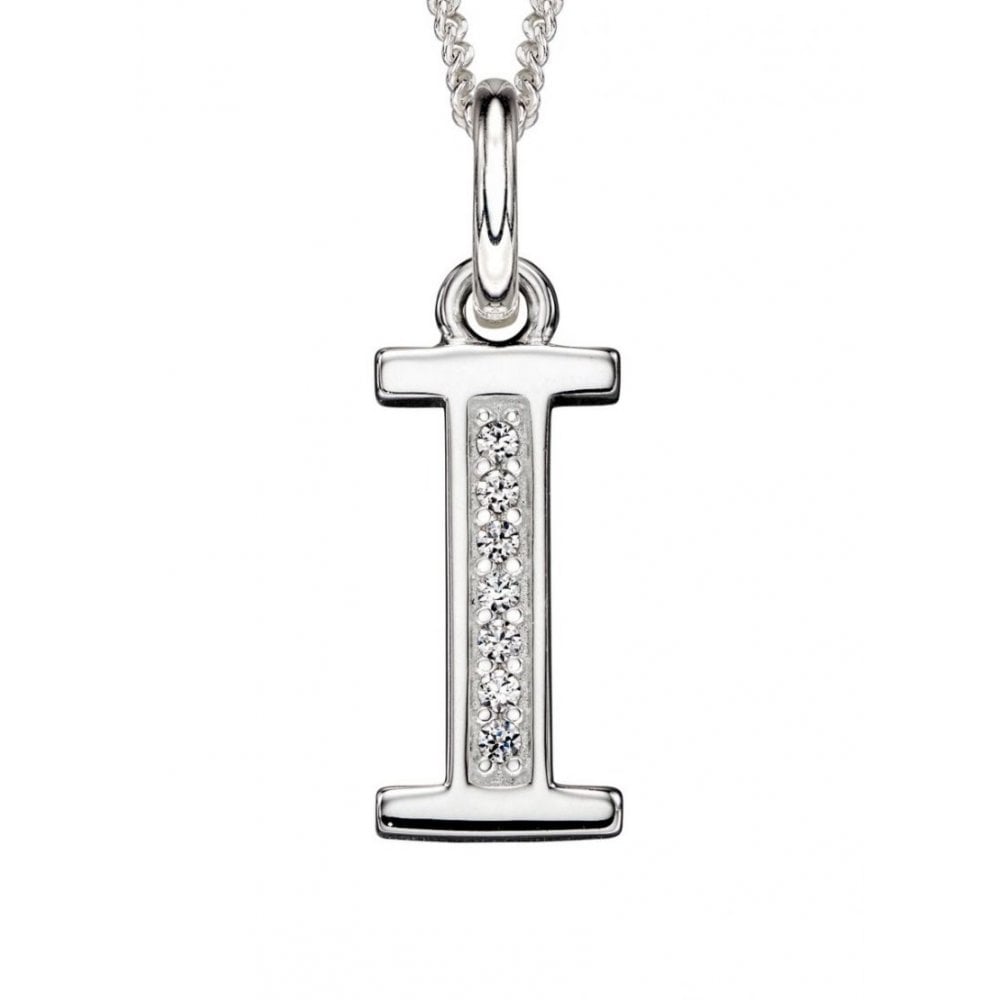 Art Deco I Initial Pendant With CZ