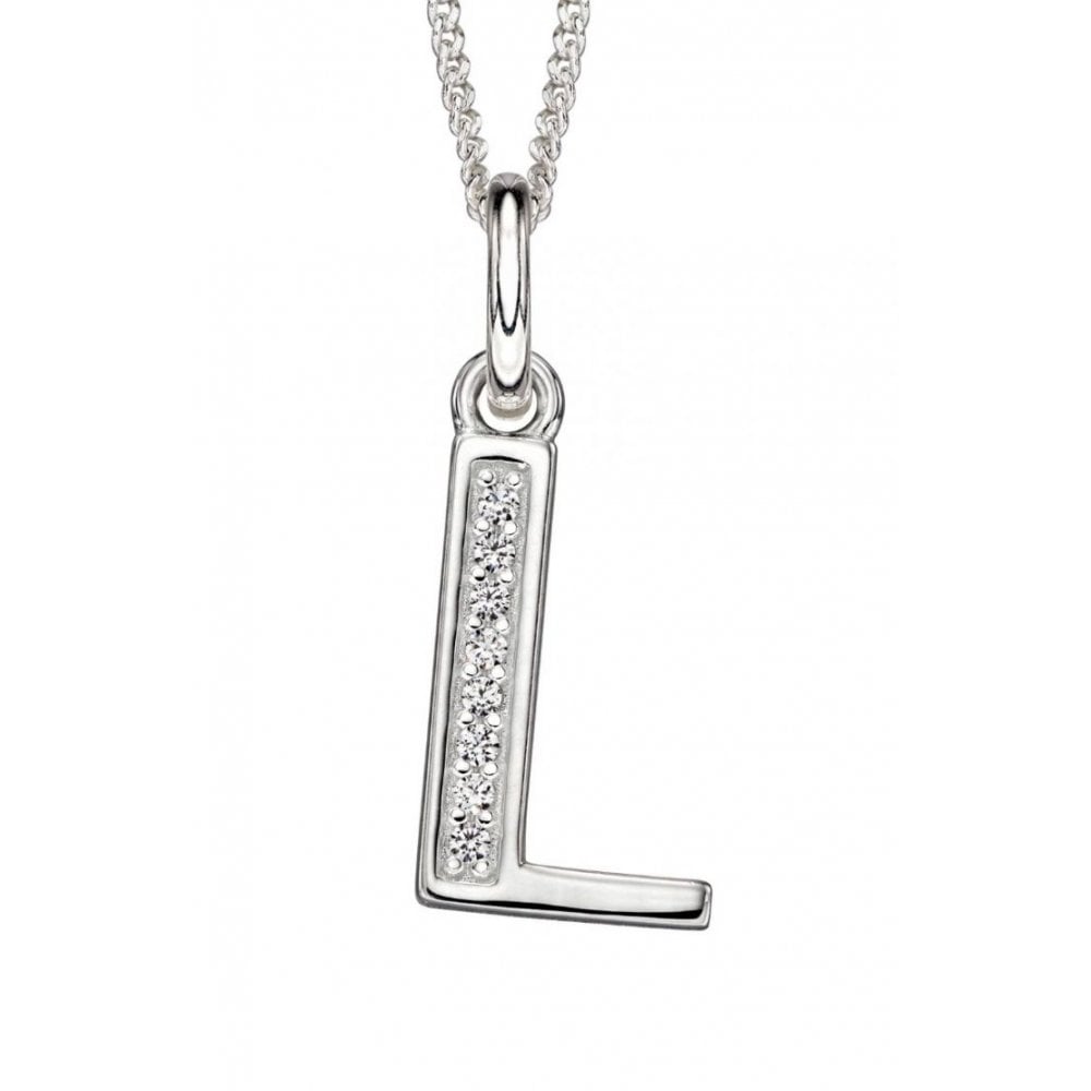 Art Deco L Initial Pendant With CZ