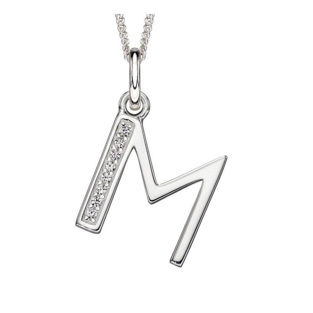 Art Deco M Initial Pendant With CZ