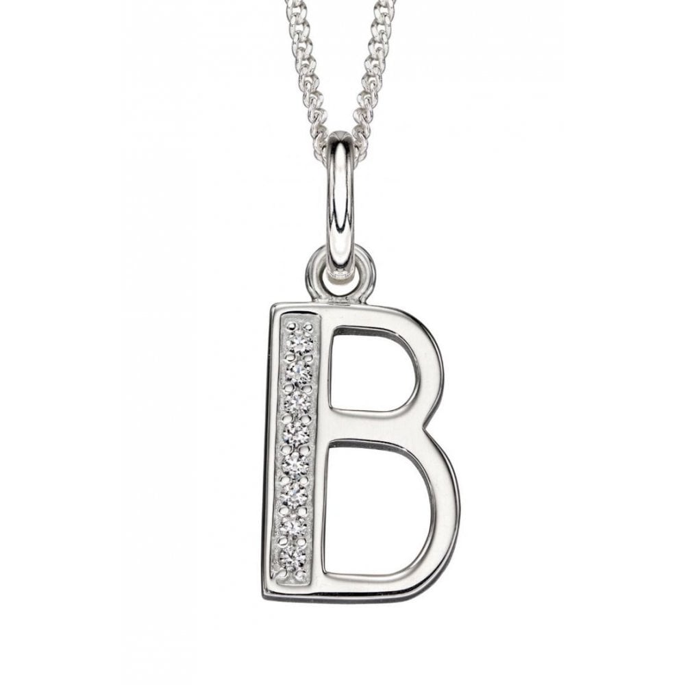 Art Deco B Initial Pendant With CZ