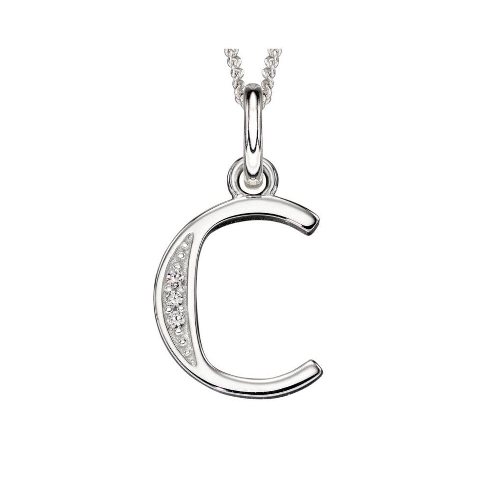 Art Deco C Initial Pendant With CZ