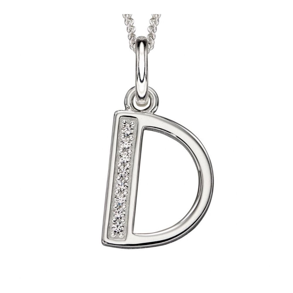 Art Deco D Initial Pendant With CZ