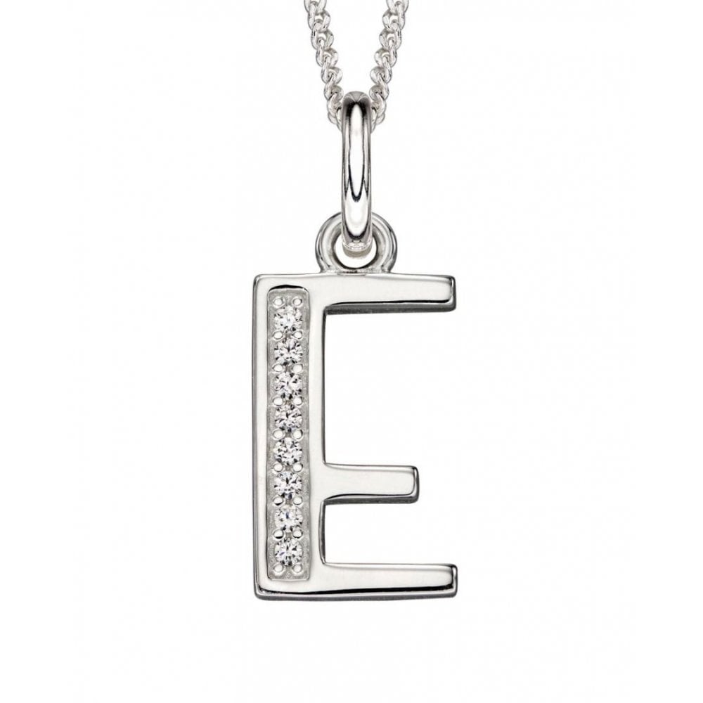 Art Deco E Initial Pendant With CZ