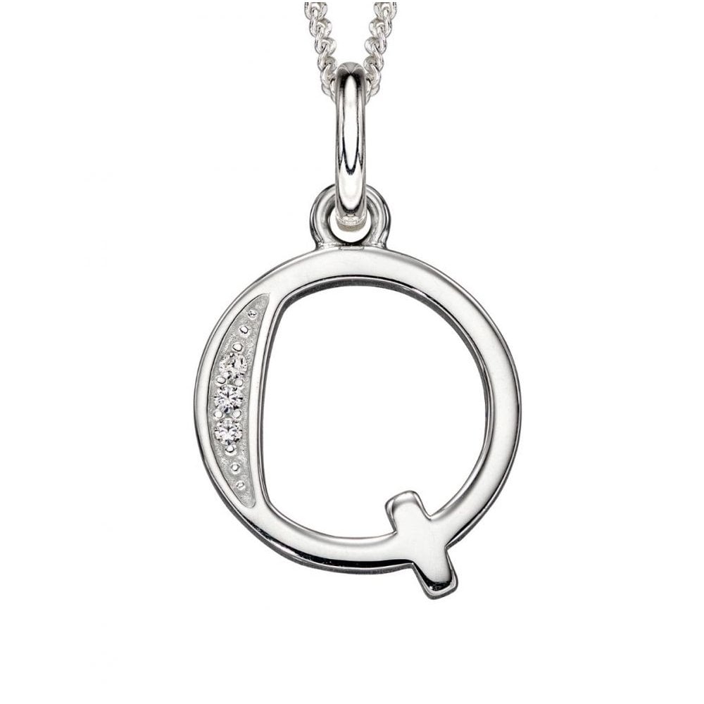 Art Deco Q Initial Pendant With CZ