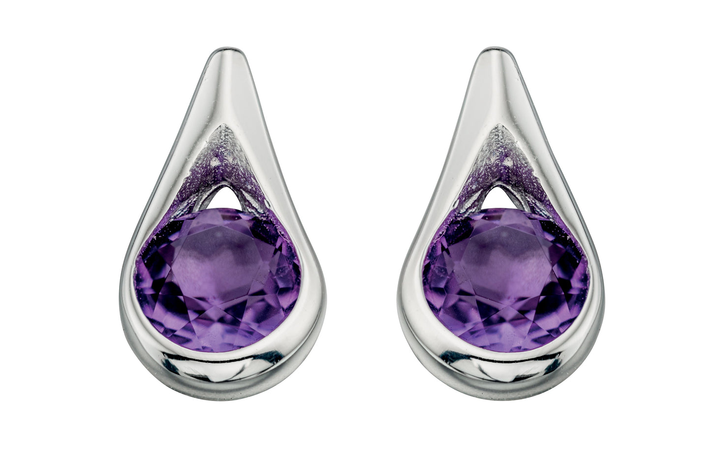 Teardrop Stud Earrings with Amethyst