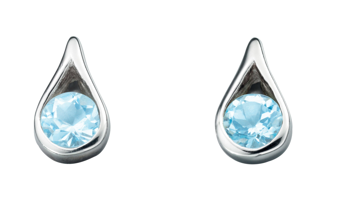 Teardrop Stud Earrings With Blue Topaz