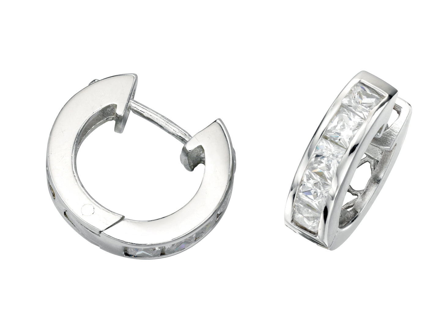 Huggie Hoop Earrings With Square CZ