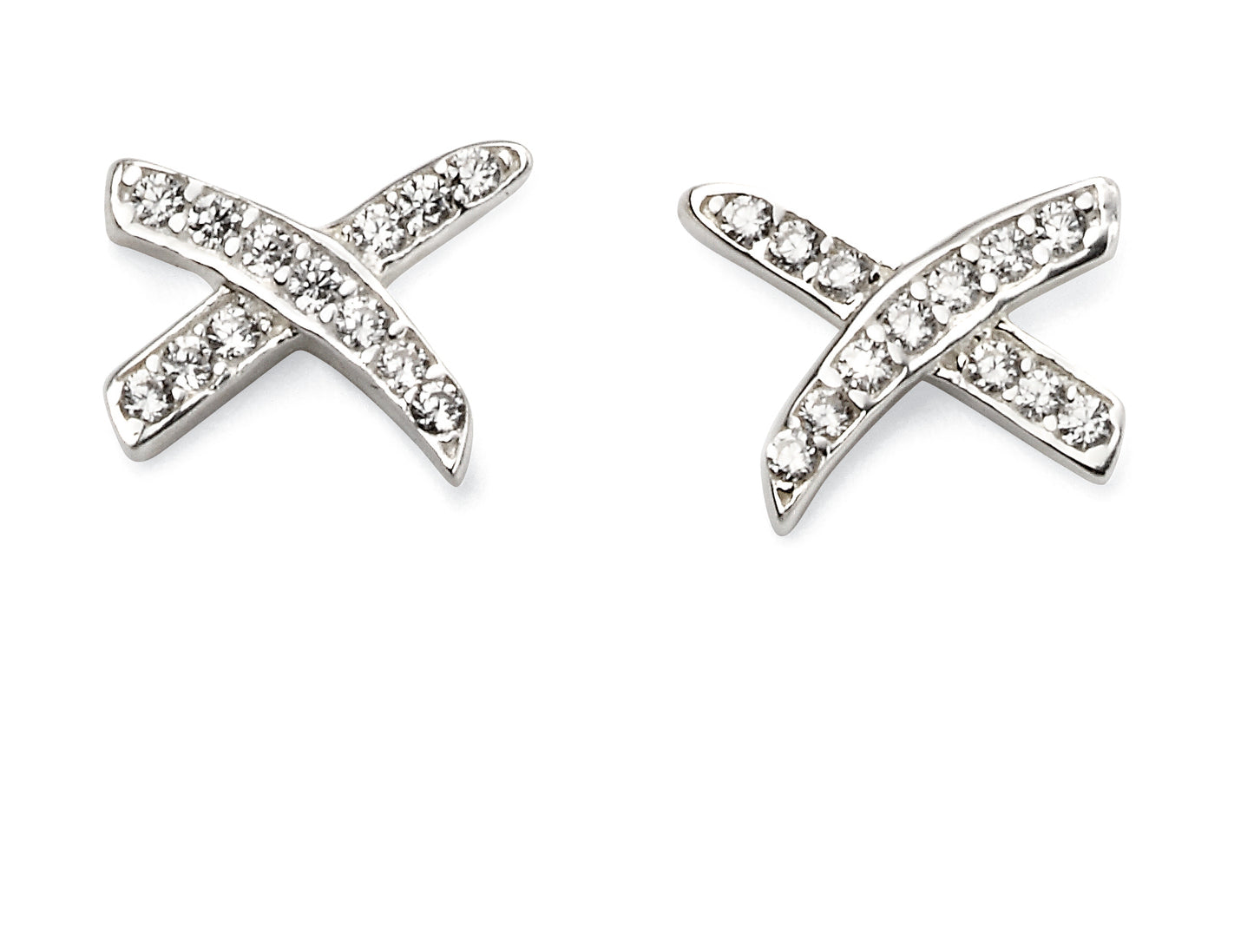Kiss' Shaped Cross Earrings With CZ