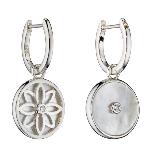 Double Sided Mother Of Pearl And CZ Assembled Hoops