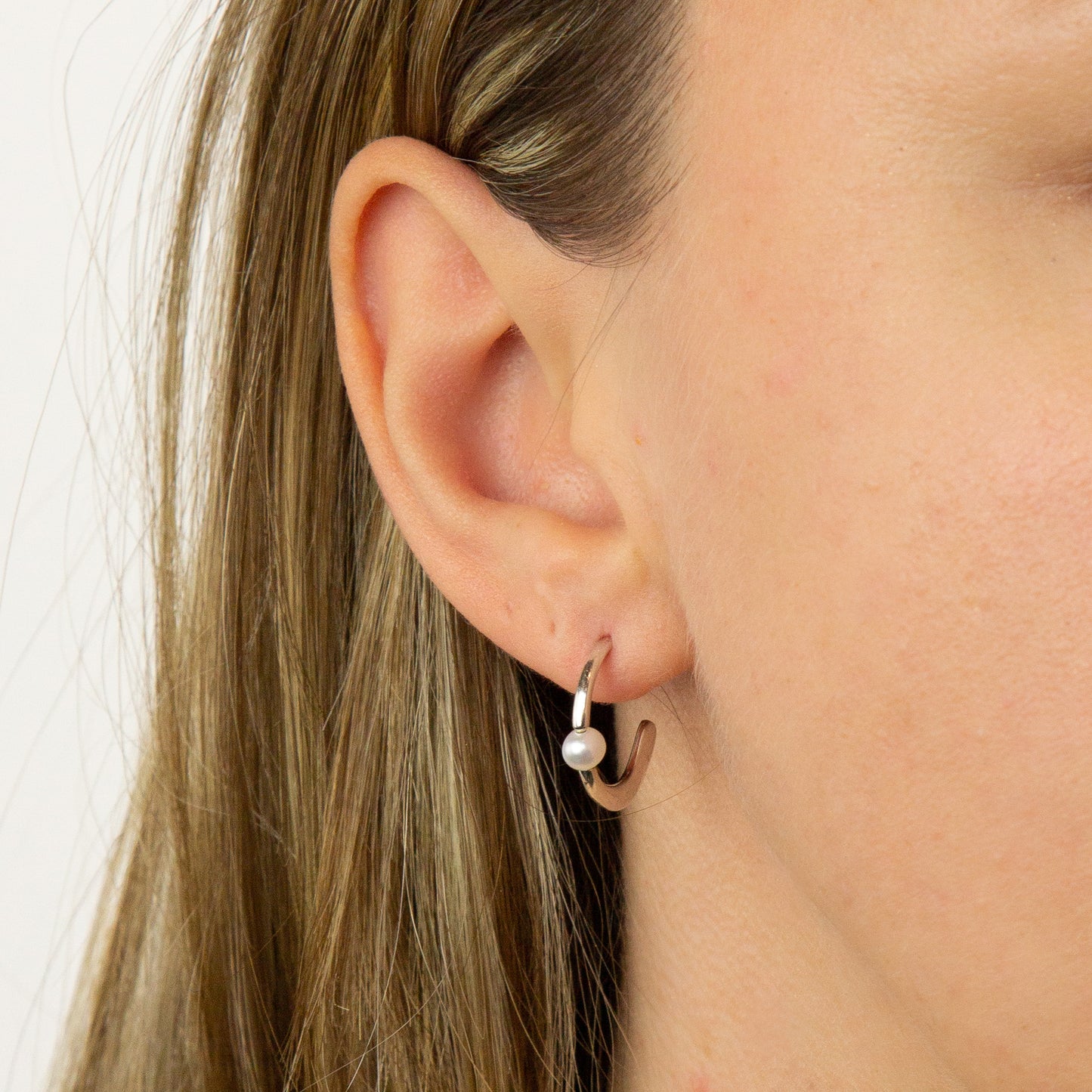 Molten Pearl Hoop Earrings