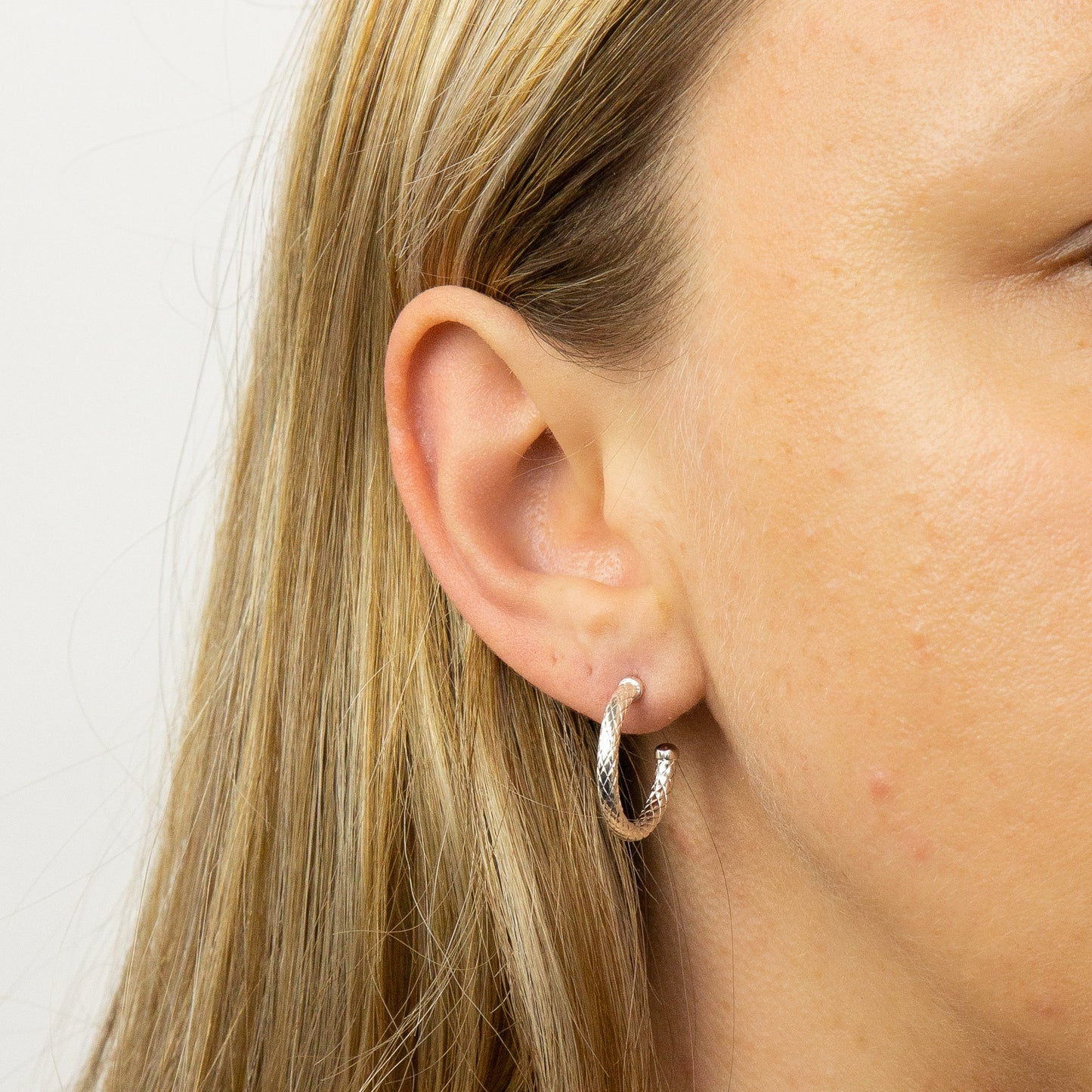Small Textured 3/4 Hoop Earrings