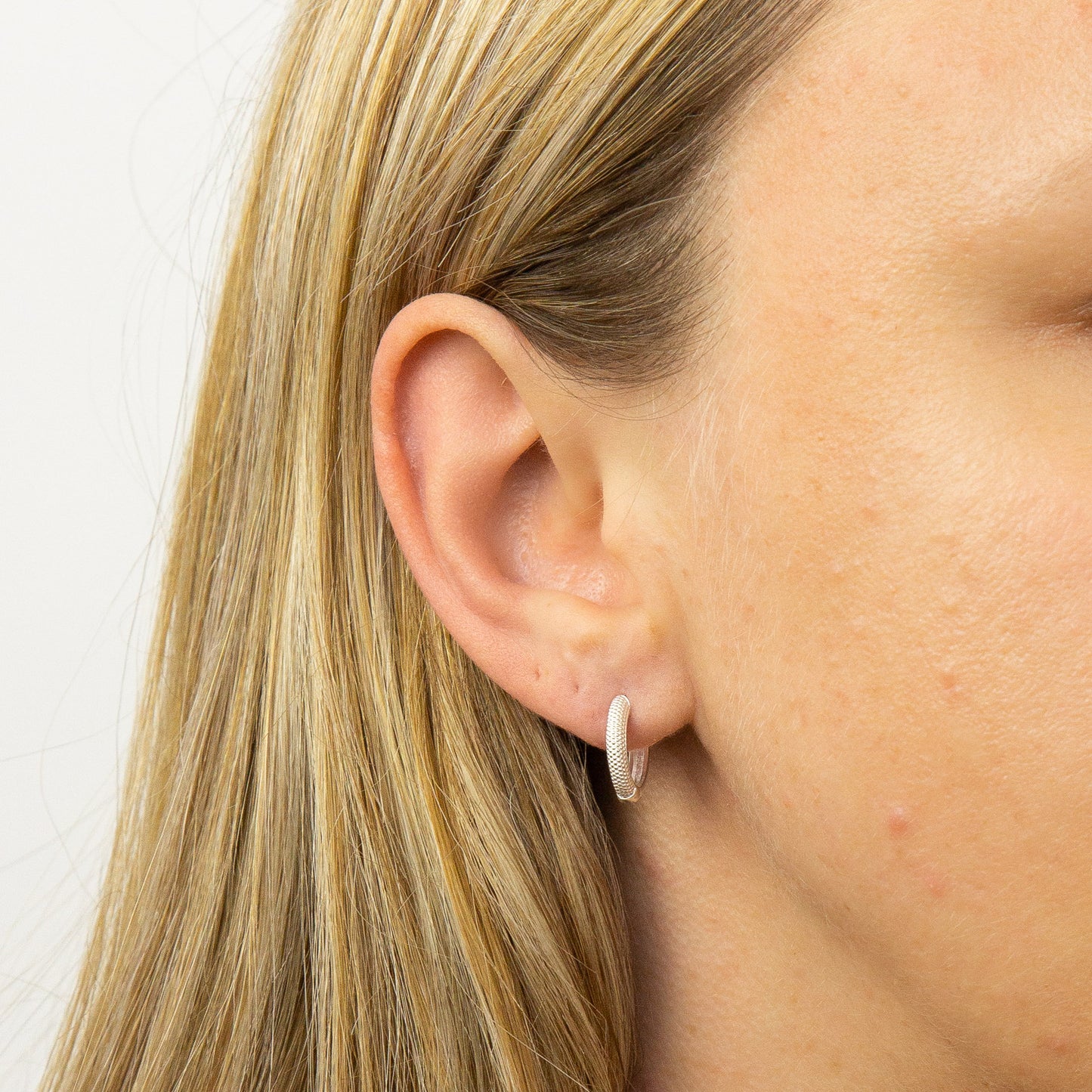 Micro Bead Textured Hoop Earrings 13mm