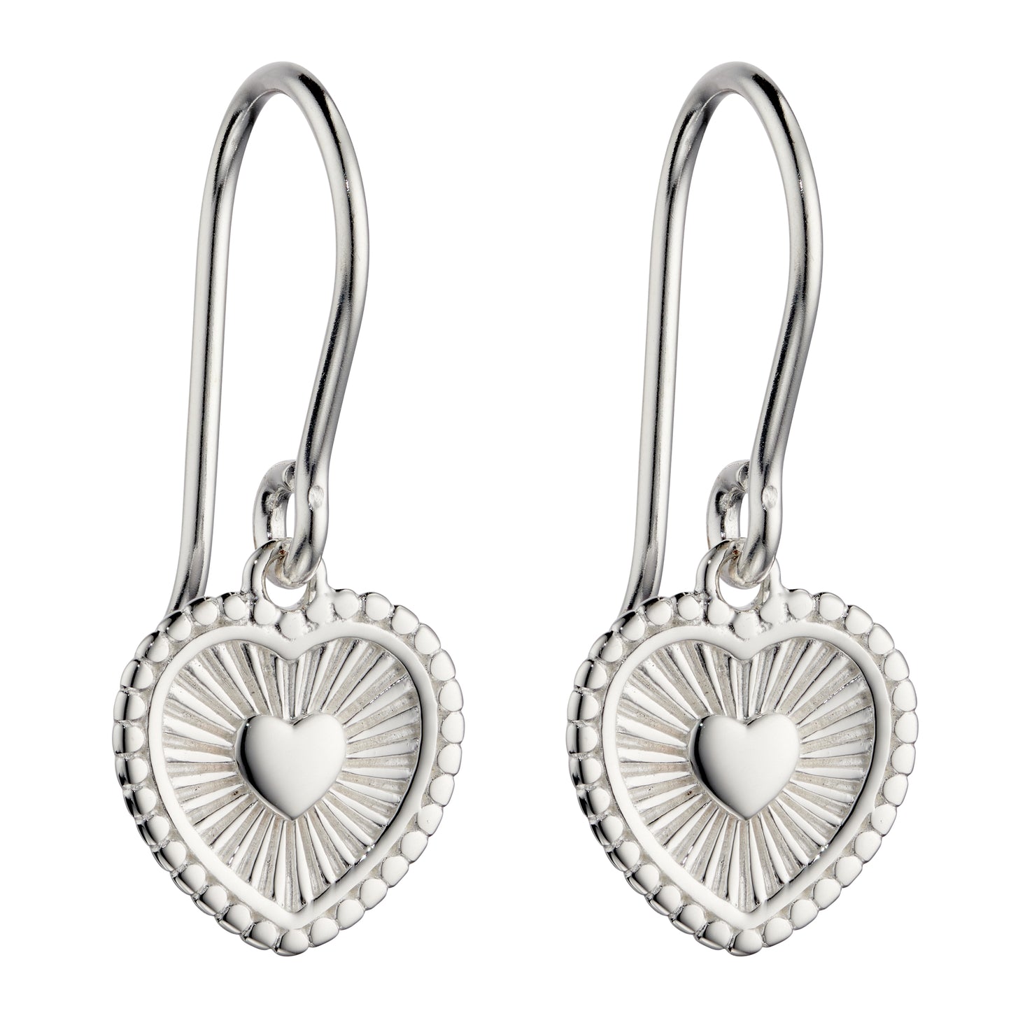 Sunray Texture Heart Drop Earrings
