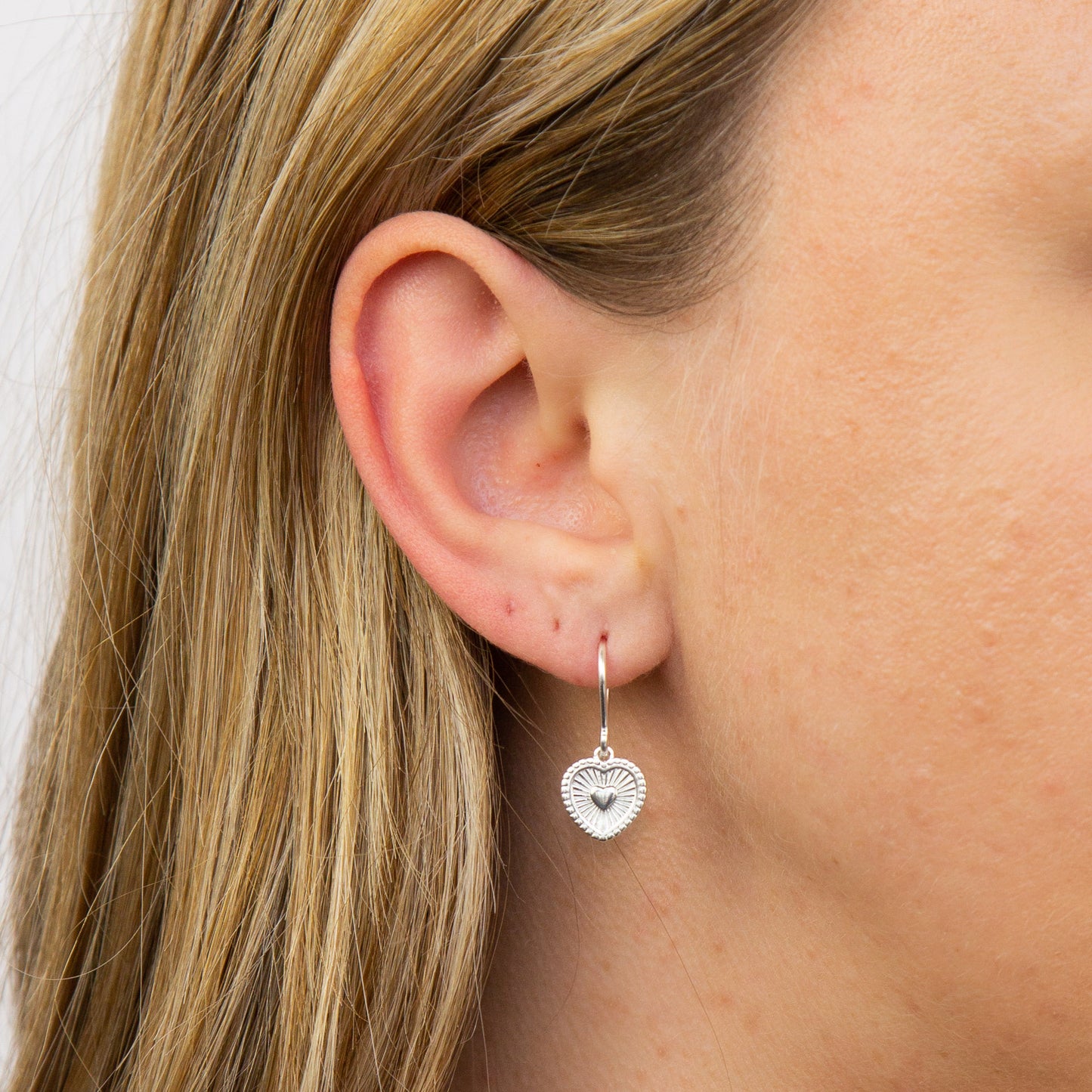 Sunray Texture Heart Drop Earrings