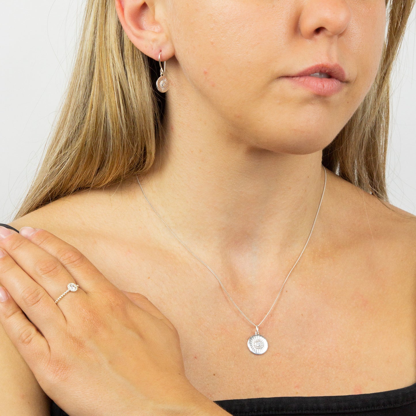 Diamond Cut Disc Pendant With CZ