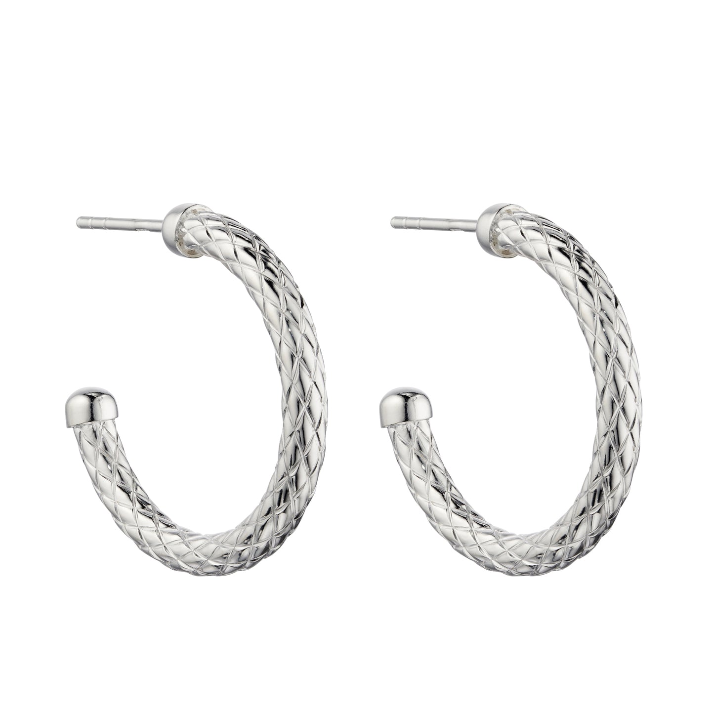 Medium Textured 3/4 Hoop Earrings 25mm