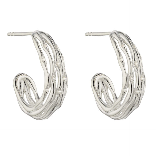 Bamboo Stem Half Hoop Earrings With CZ