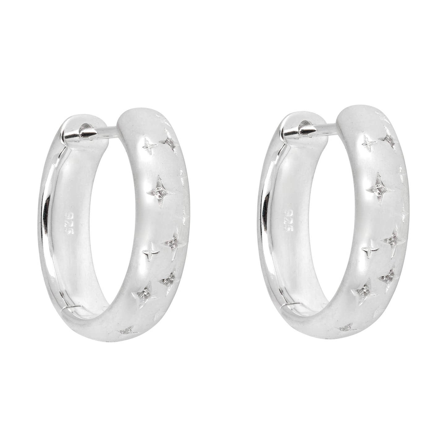 Starry Night Hoop Earrings With CZ