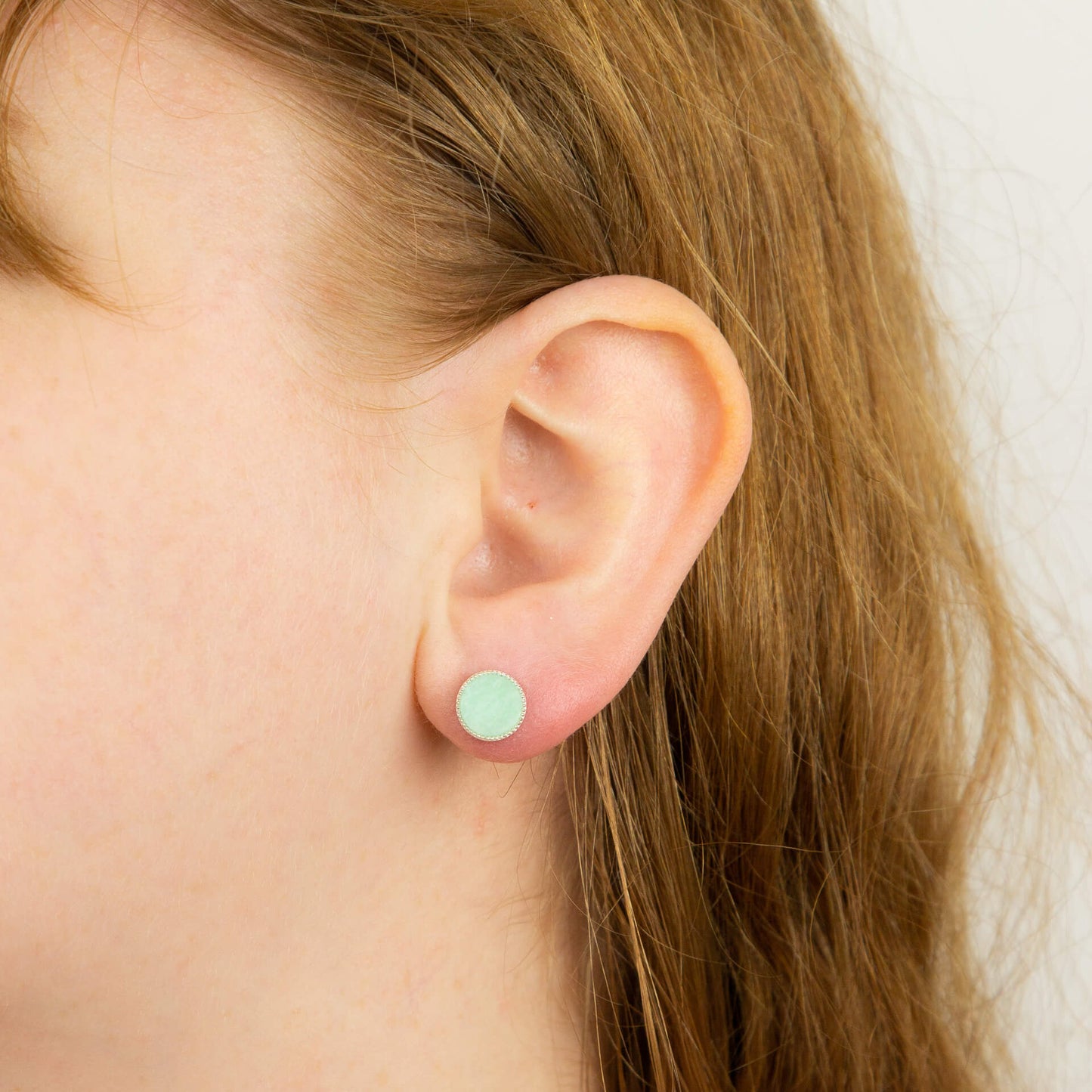 Amazonite Comfort Medallion Stud Earrings