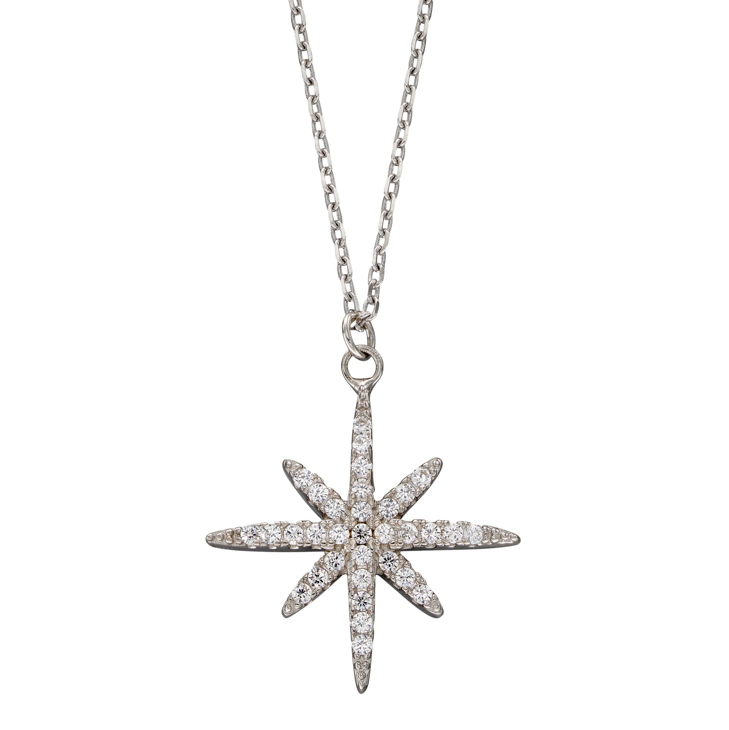 Pave Set CZ Starburst Necklace