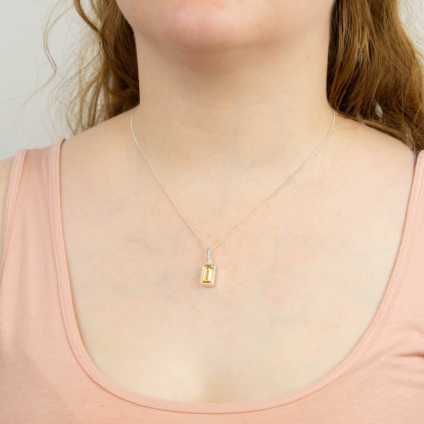 Rectangle Citrine Pendant