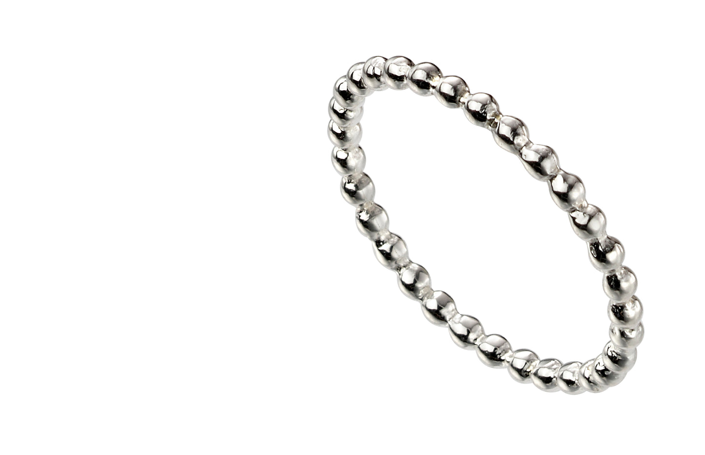 Thin Beaded Silver Ring