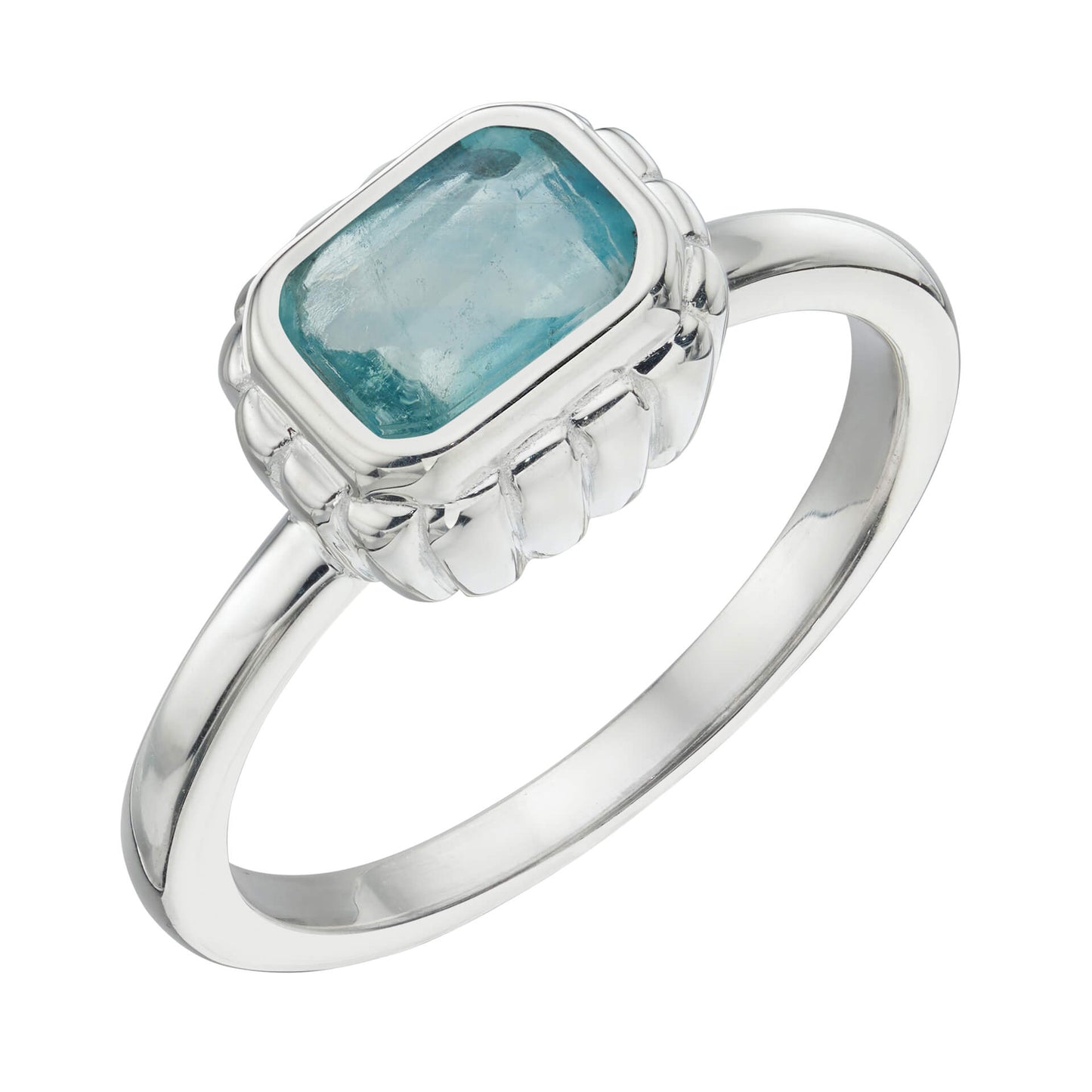 Curve Surround Emerald Cut Green Fluorite Ring