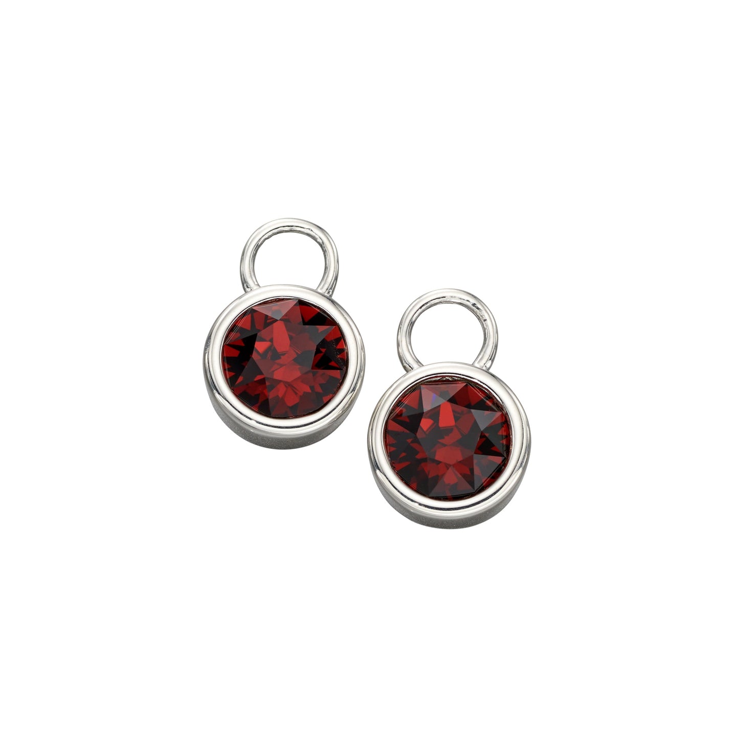Jan Silver Crystal Birthstone Hoop Earring Charms