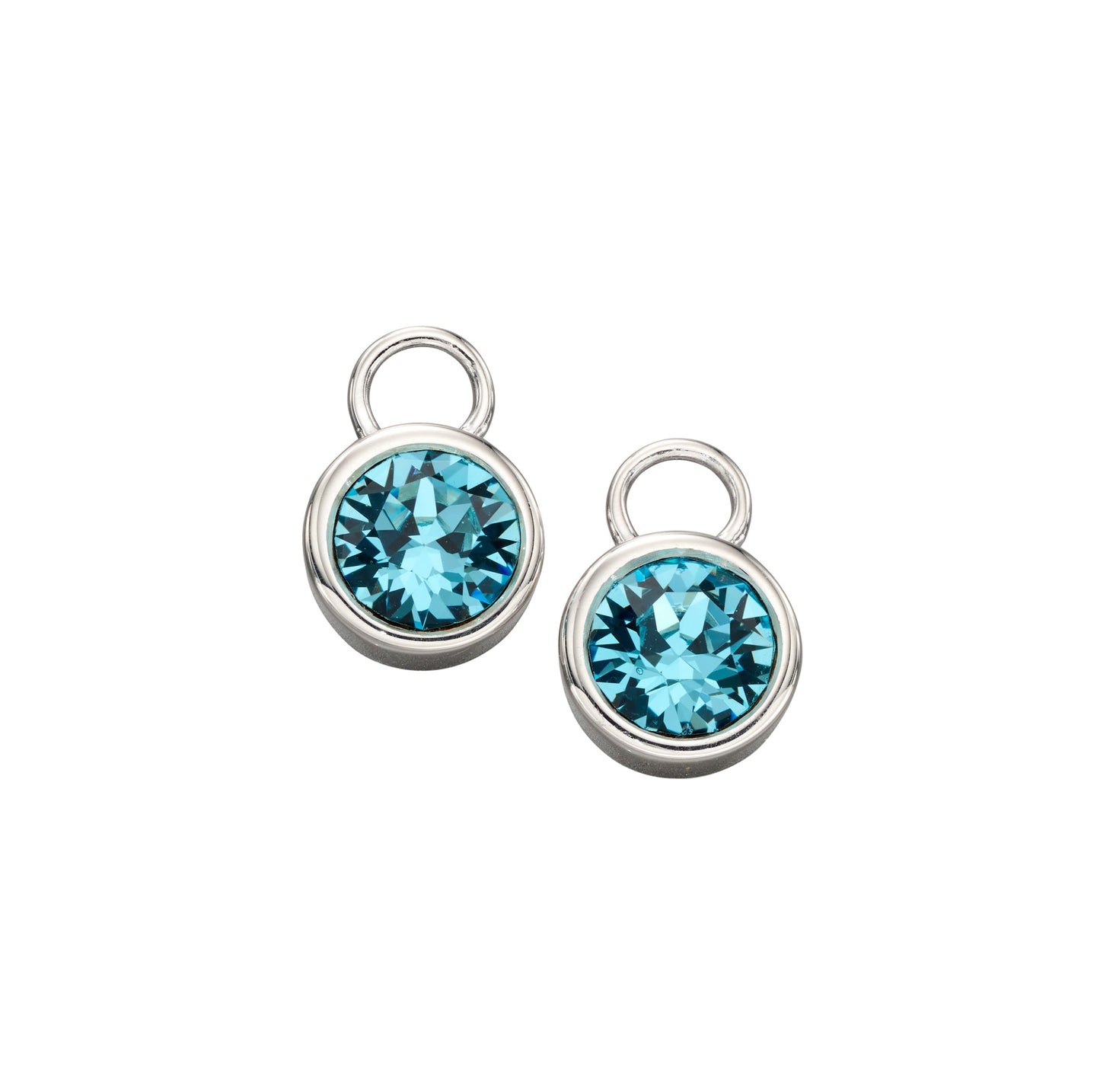March Silver Crystal Birthstone Hoop Earring Charms