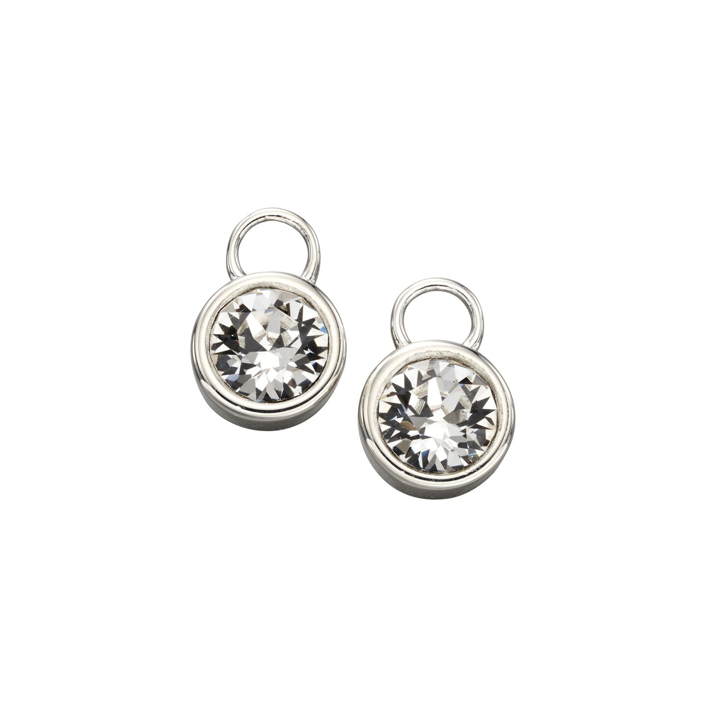 April Silver Crystal Birthstone Hoop Earring Charms