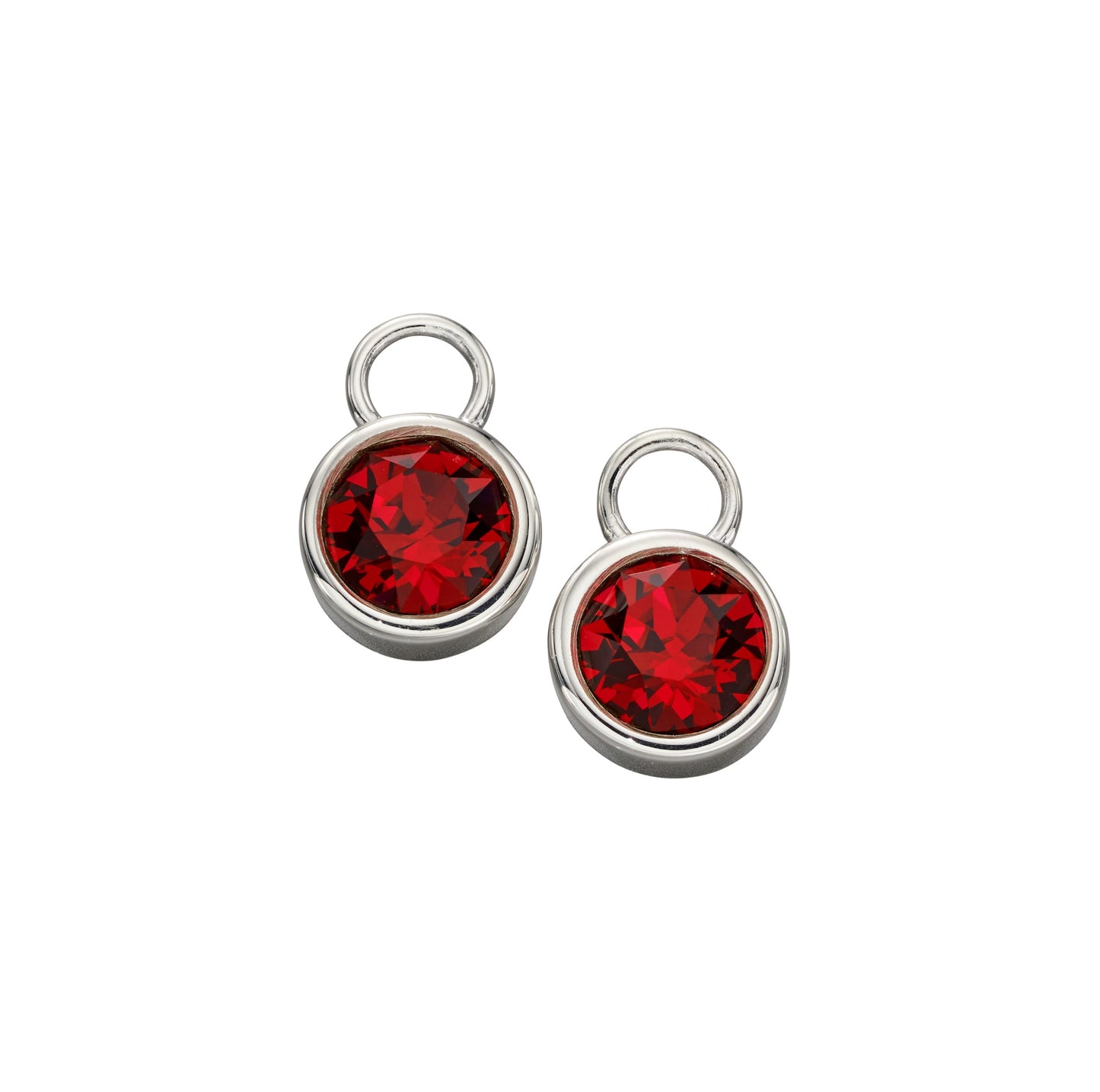 July Silver Crystal Birthstone Hoop Earring Charms