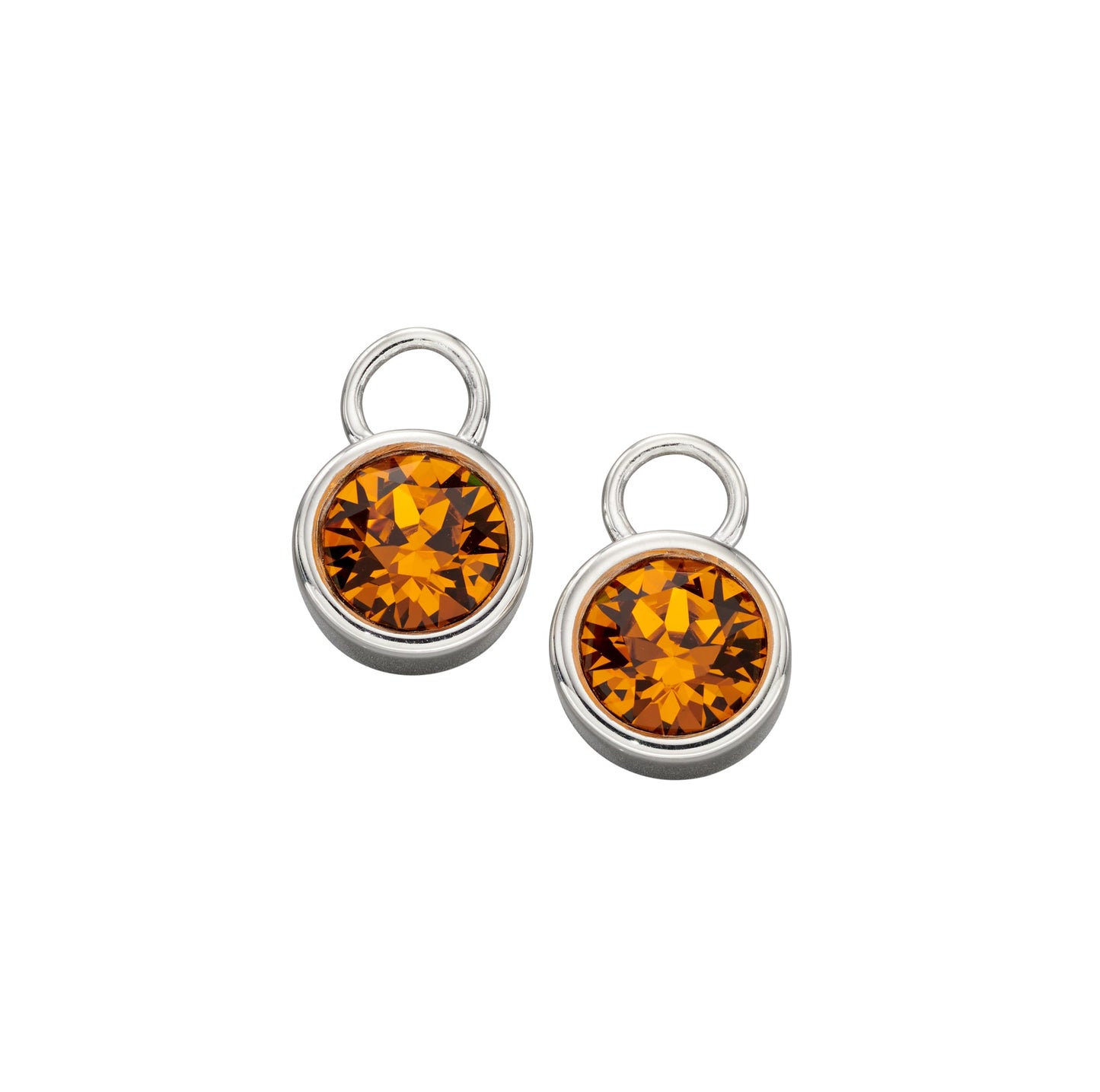 Nov Silver Crystal Birthstone Hoop Earring Charms