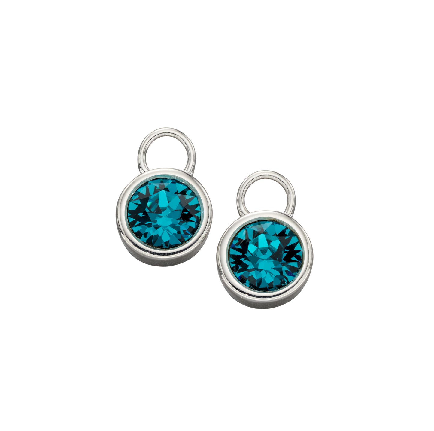 Dec Silver Crystal Birthstone Hoop Earring Charms