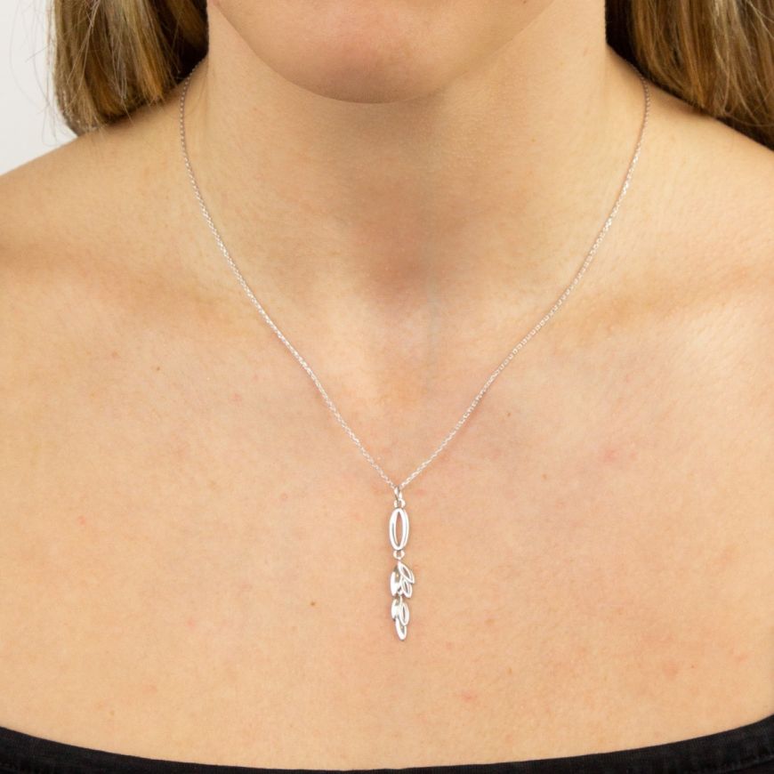 Open Navette Flower Bud Drop Necklace