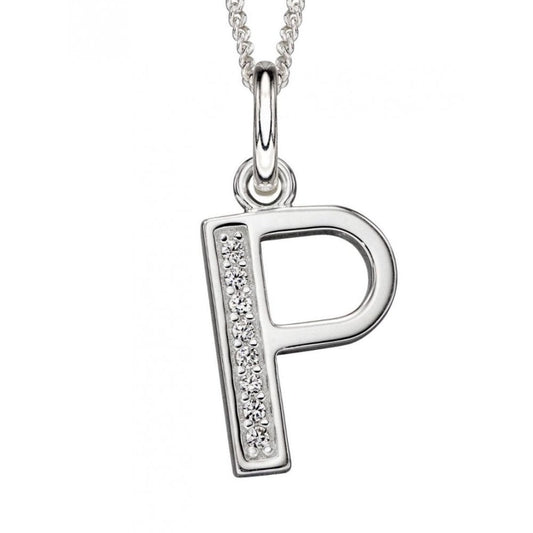 Art Deco P Initial Pendant With CZ