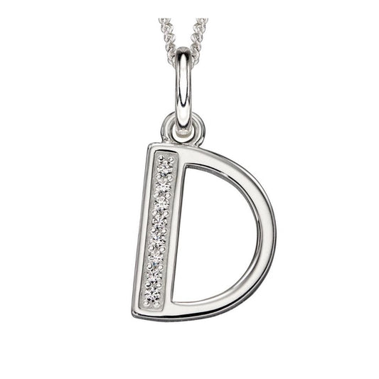 Art Deco D Initial Pendant With CZ