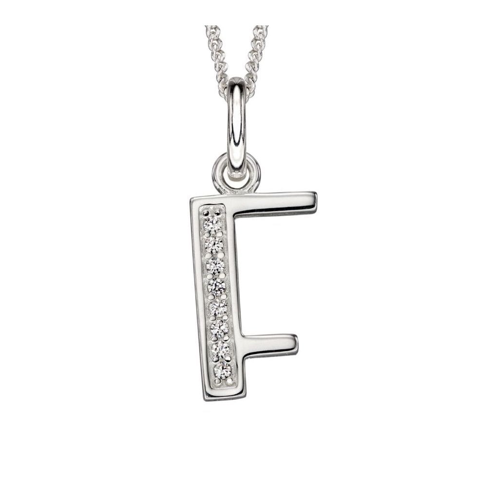 Art Deco F Initial Pendant With CZ