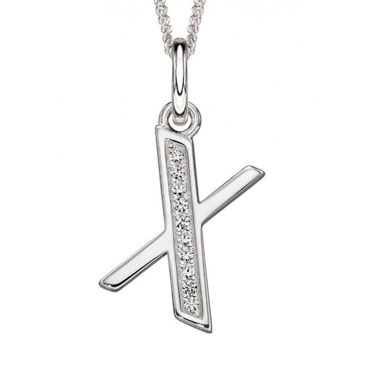 Art Deco X Initial Pendant With CZ