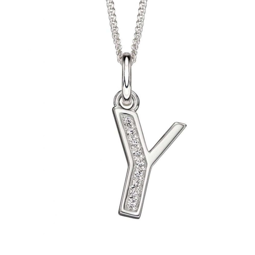 Art Deco Y Initial Pendant With CZ