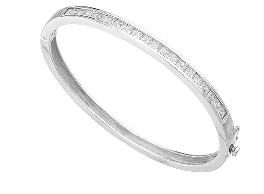 Square Channel Set Bangle with CZ