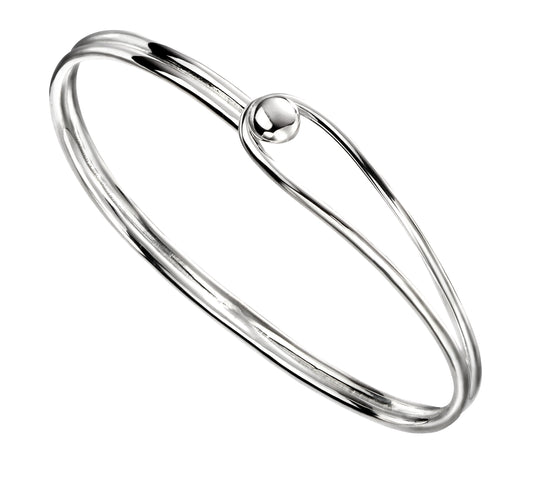 Oval Bangle With Feature Ball Clasp