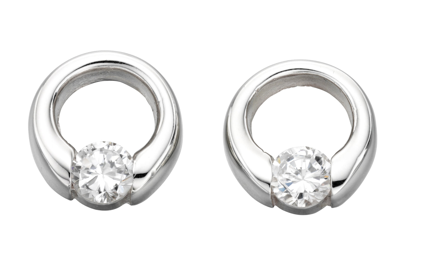 Open Circle Stud Earrings With CZ
