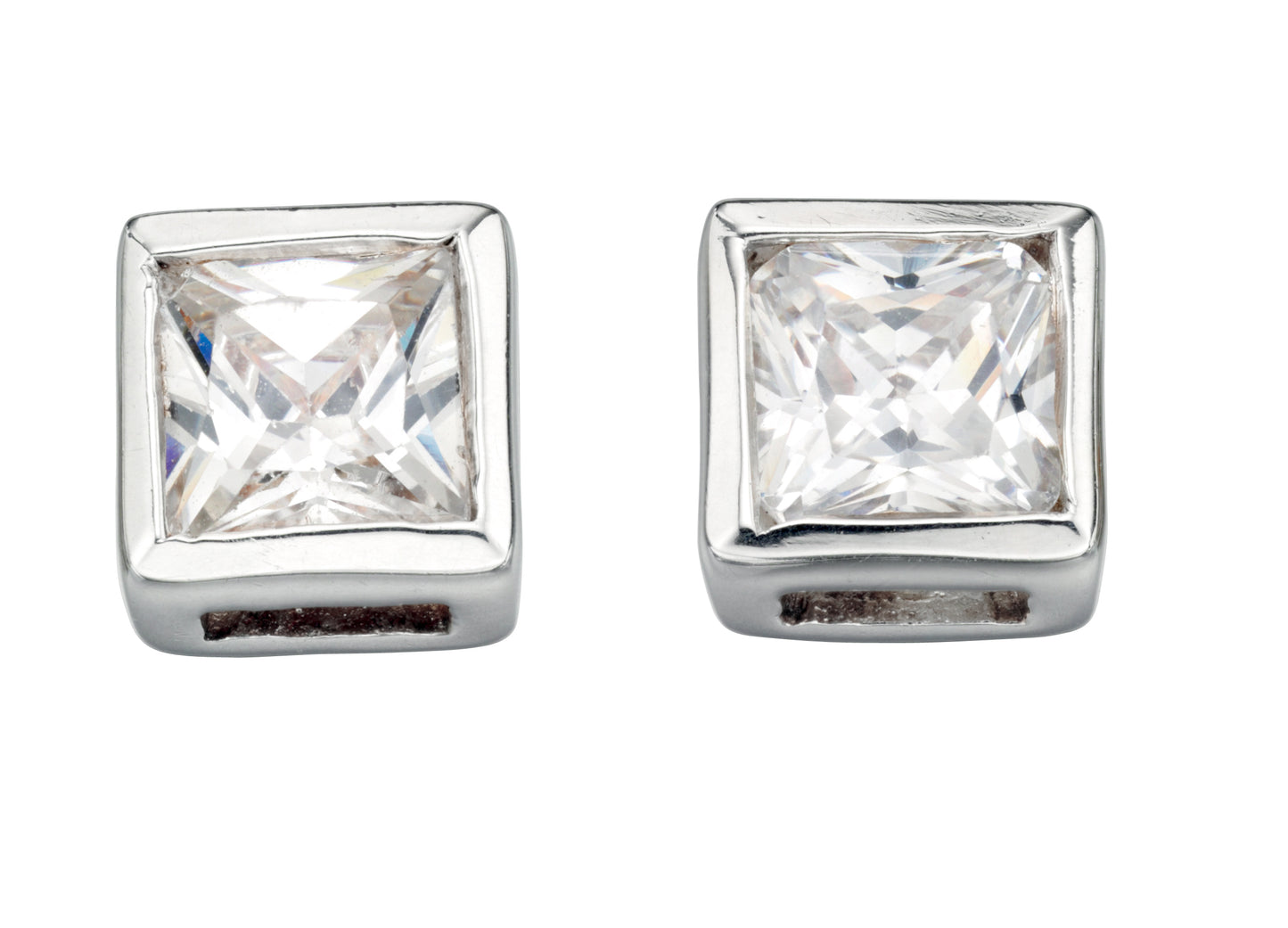 Square Stud Earrings With CZ