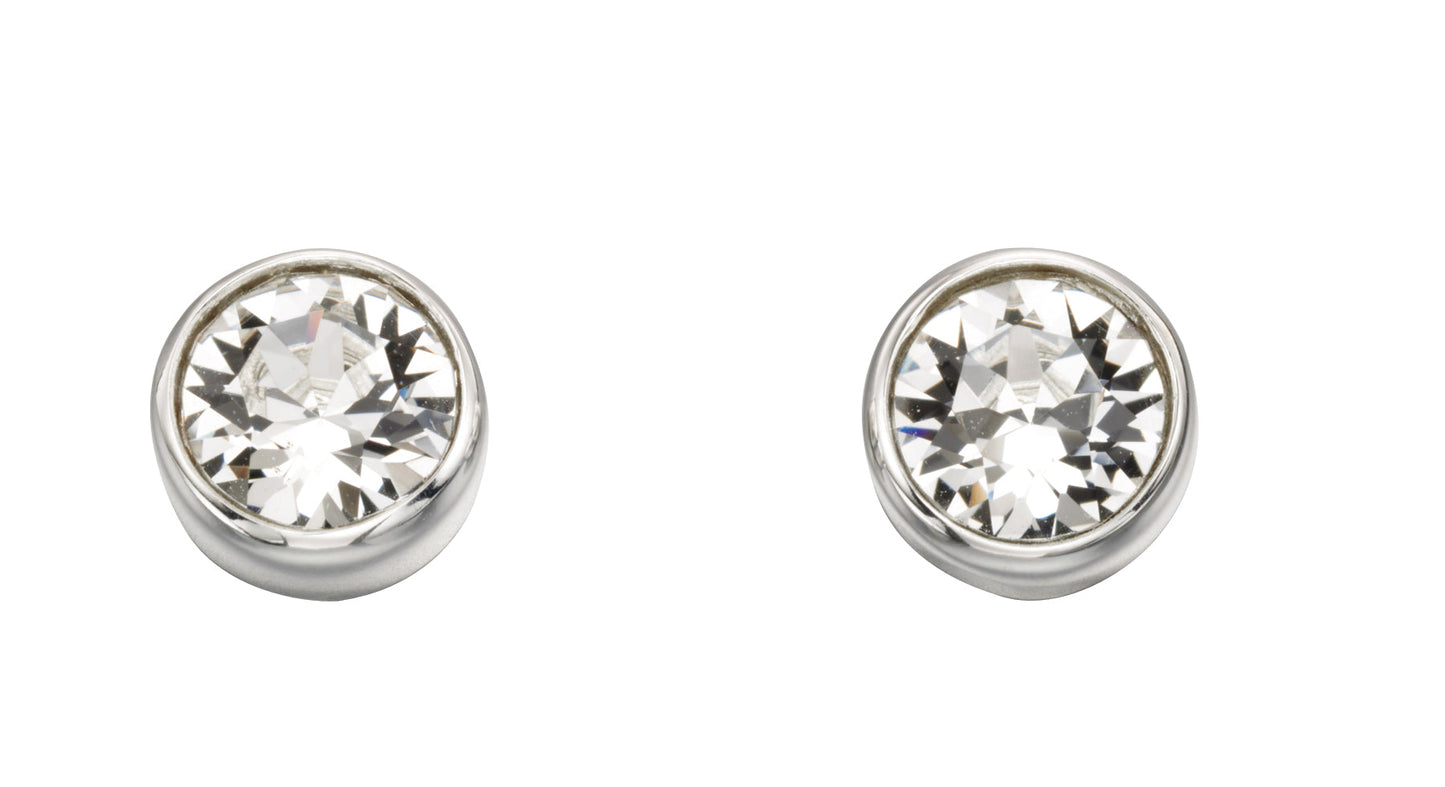 April Silver Crystal Birthstone Earrings