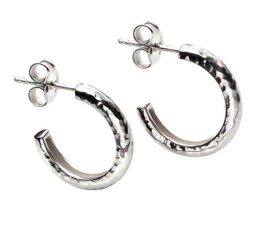 Half Hoop Hammered Earrings 18mm