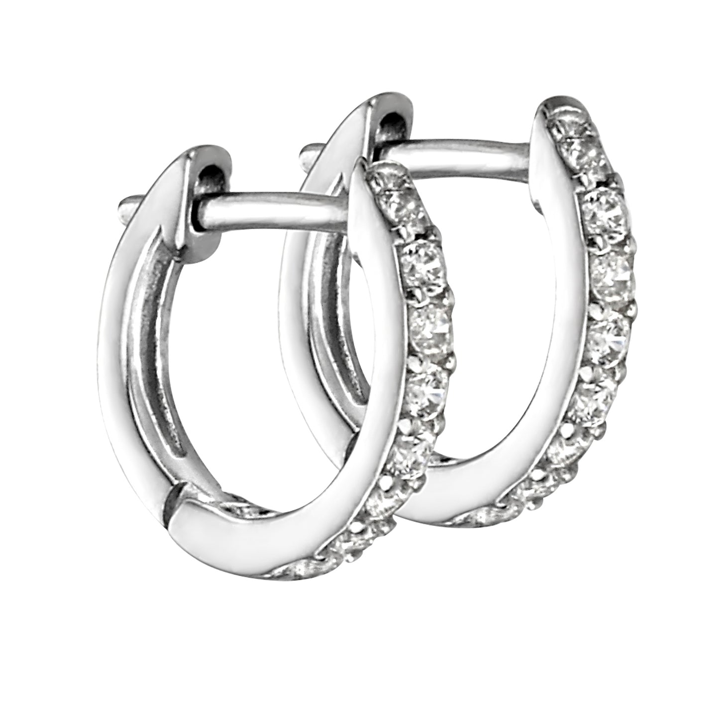 CZ Huggie Hoop Earrings 11mm