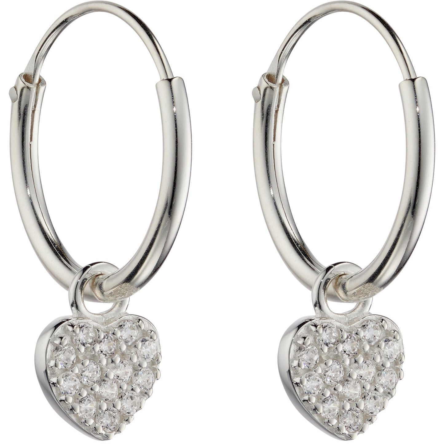 Small Pave Heart Assembled Hoop Earrings