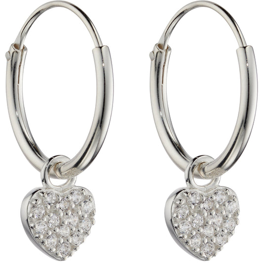 Small Pave Heart Assembled Hoop Earrings